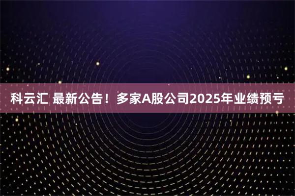 科云汇 最新公告！多家A股公司2025年业绩预亏