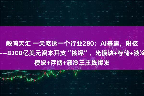 毅鸣天汇 一天吃透一个行业280：AI基建，附核心股票名单——8300亿美元资本开支“核爆”，光模块+存储+液冷三主线爆发